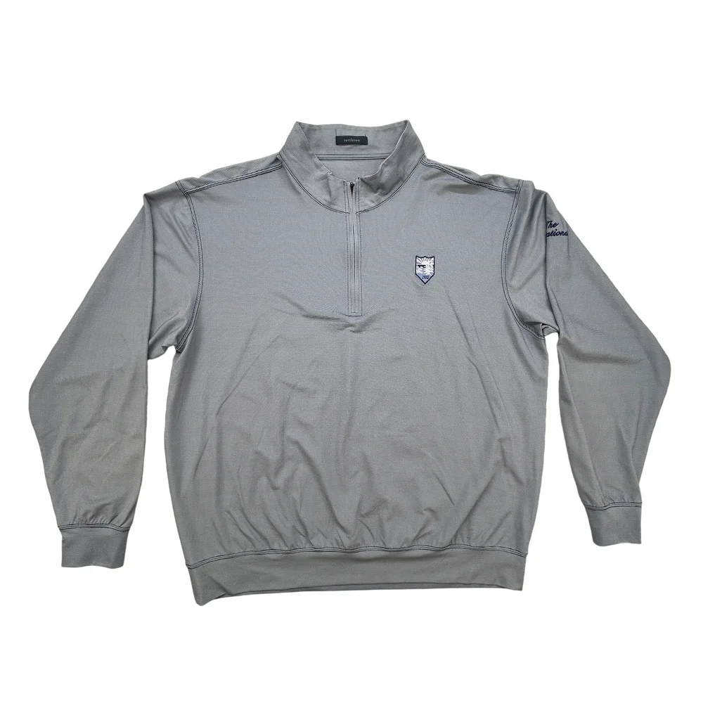 Turtleson Pullover Mens XL Quarter Zip Gray The National Golf Logo Stretch